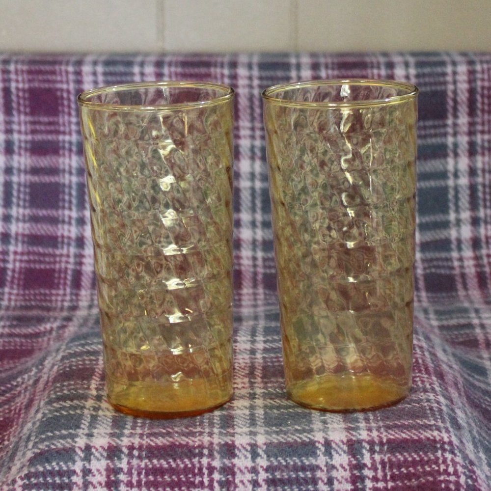 Anchor Hocking Jubilee Honeygold Drinking Glasses Set of Two
